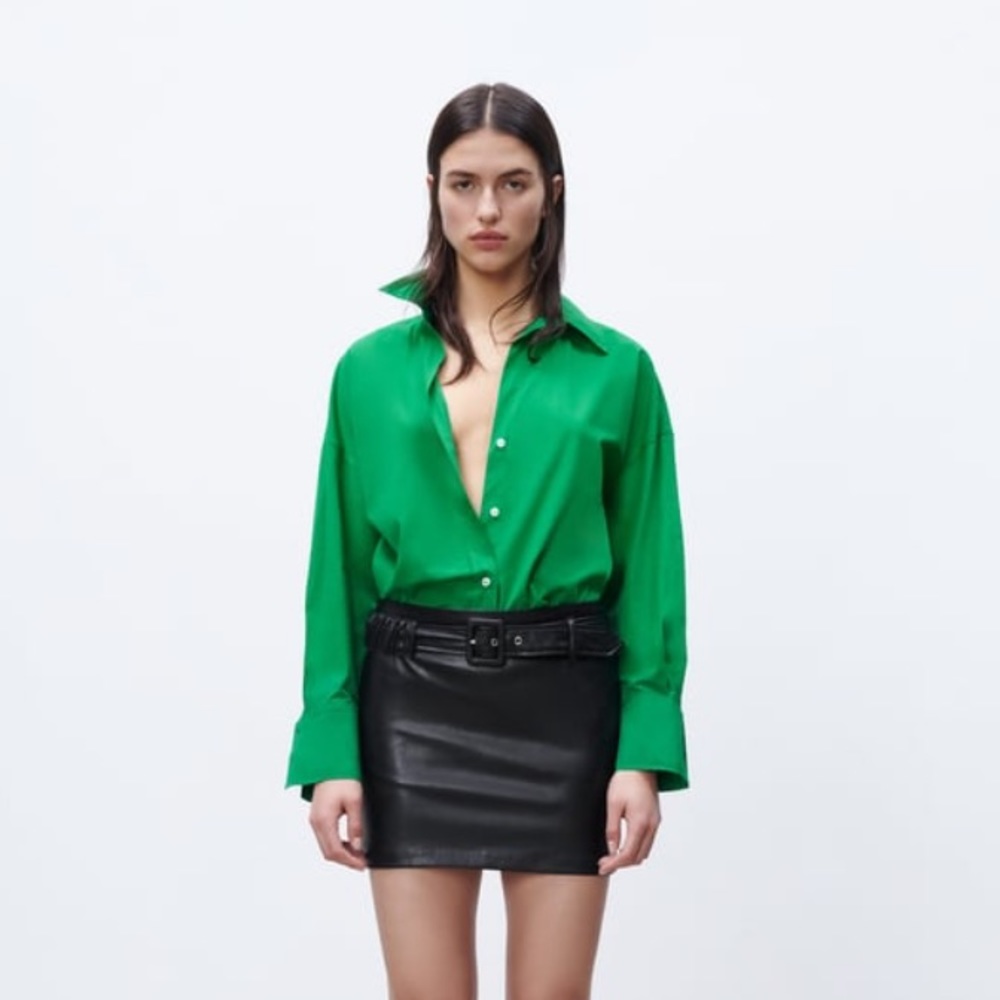 Zara green oversized button up shirt size medium